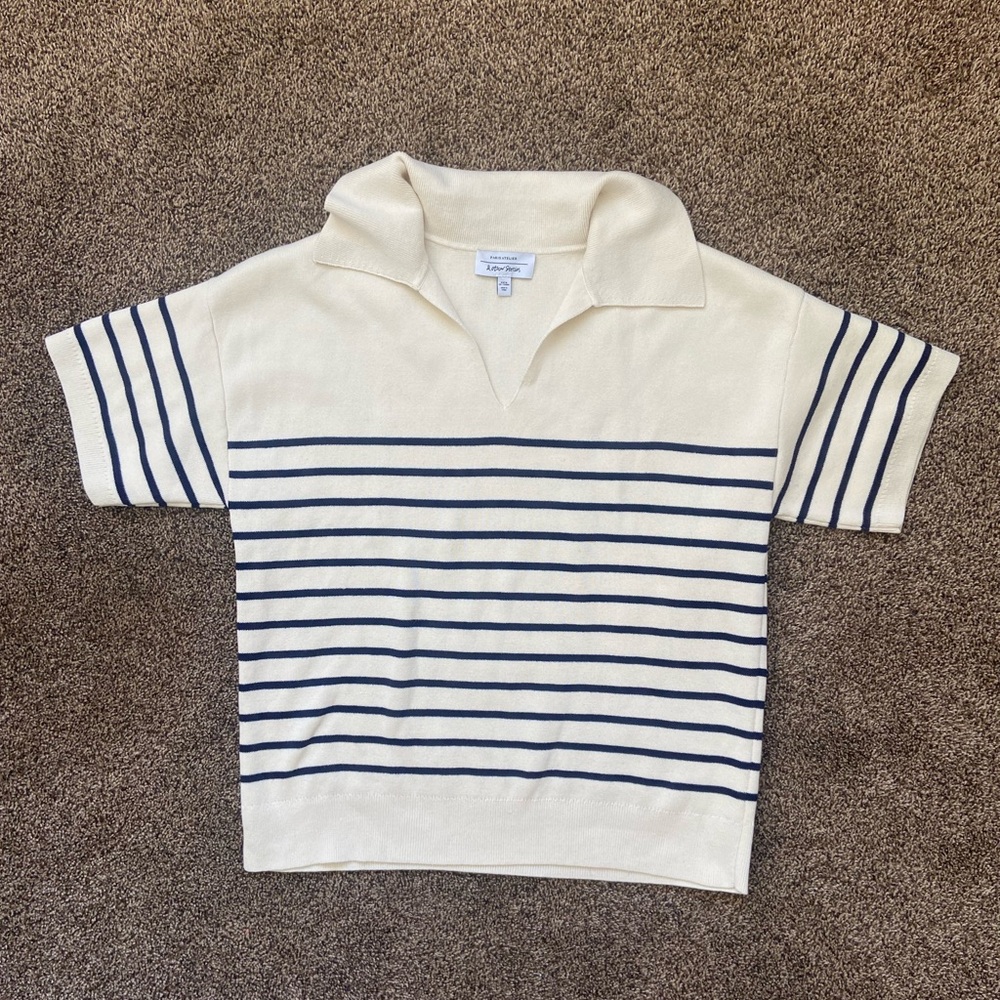 & Other Stories Striped Shortsleeve Sweater Top Medium